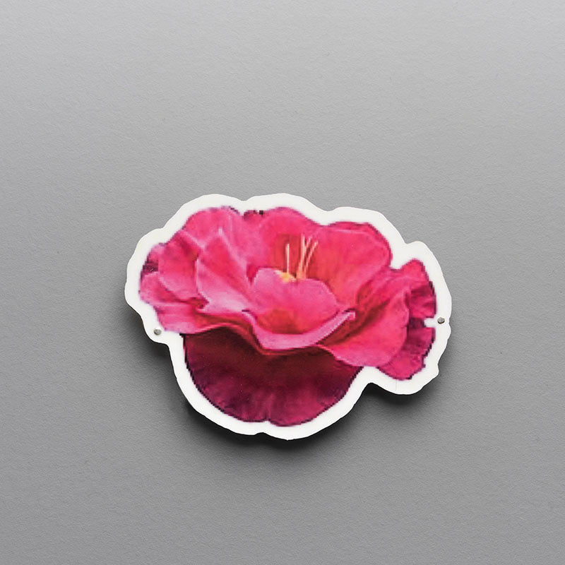 Alice Whish brooch printed aluminium with brooch pin.