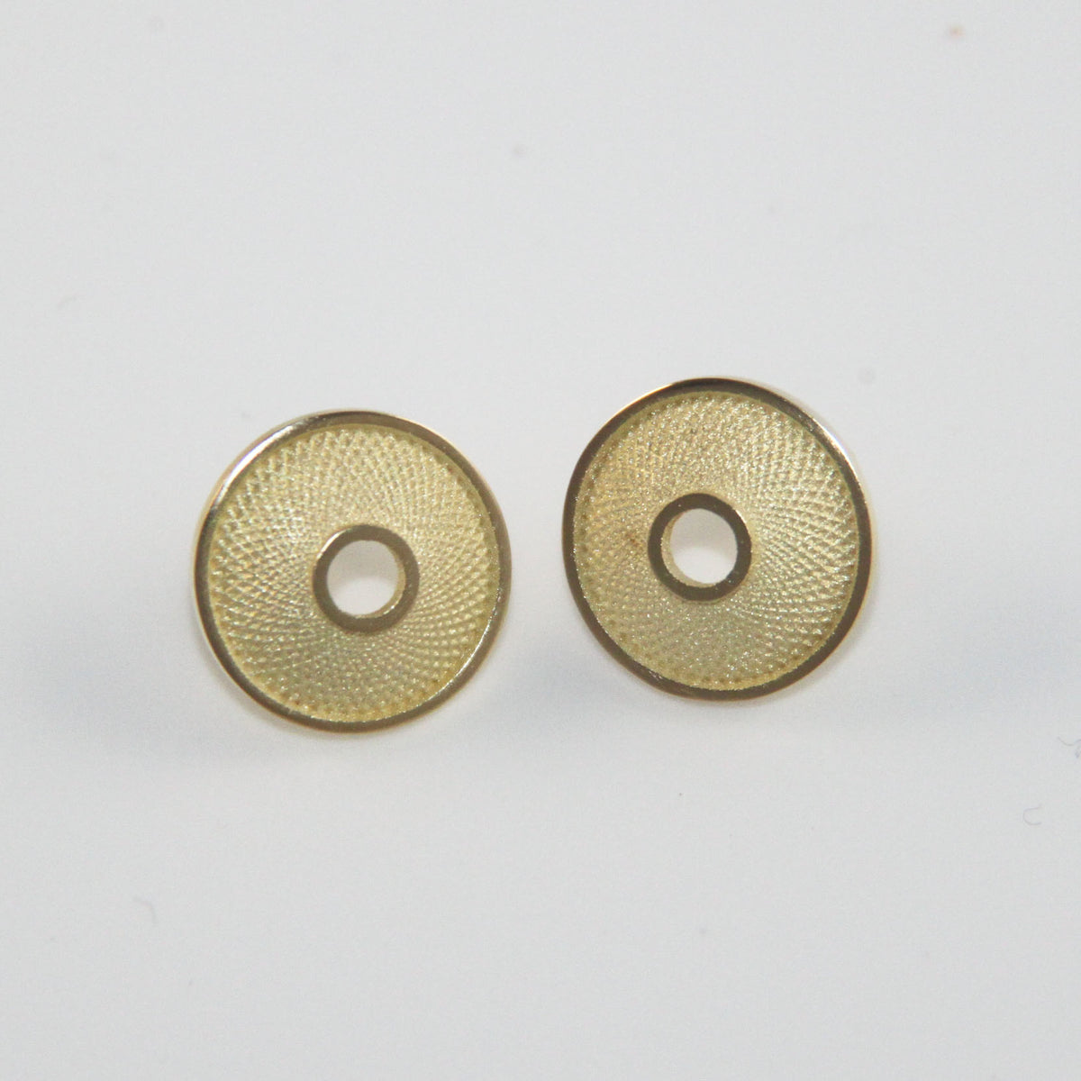Yellow gold 18ct with fine texture surface - Earrings - Alice Whish